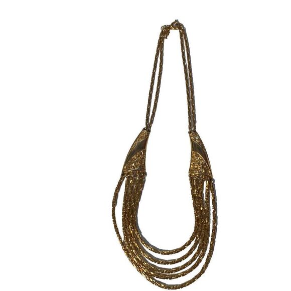 Trifari Jewelry - Vintage Crown Trifari Gold Tone Multi-Strand Bib Necklace | 15″ Signed Trifari ©